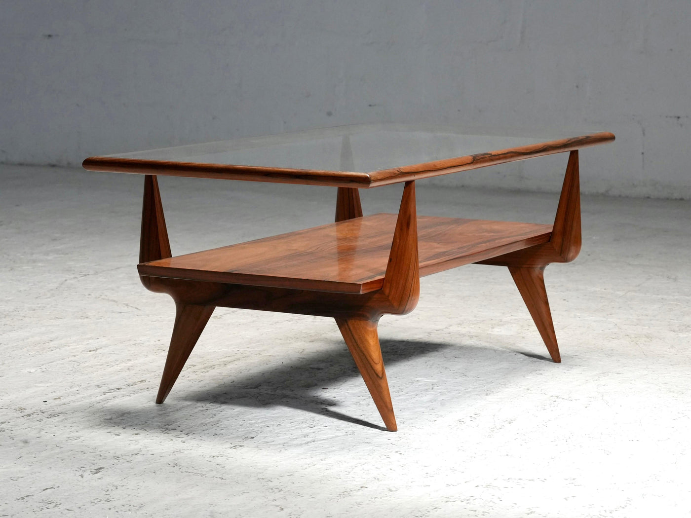 Coffee Table by Giuseppe Scapinelli in Teak and Glass, Brazil, 1950's