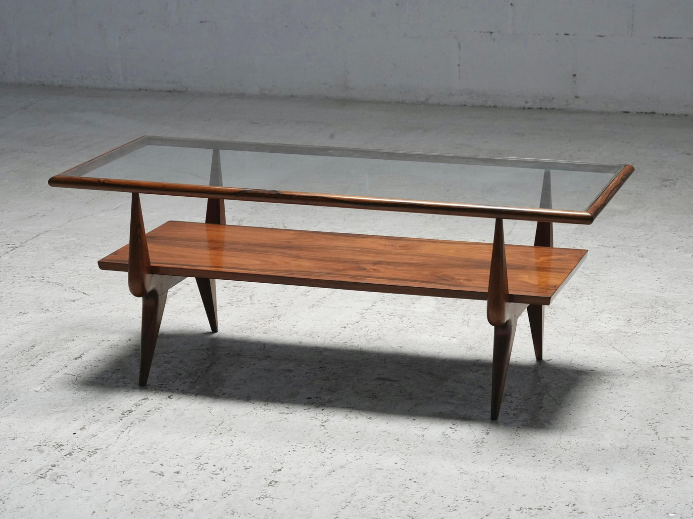 Coffee Table by Giuseppe Scapinelli in Teak and Glass, Brazil, 1950's