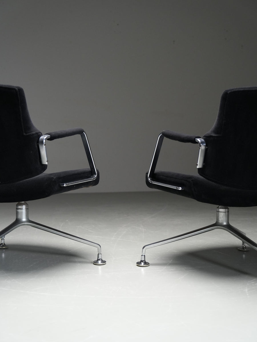 Set of 4 FK 84 Armchairs by Fabricius and Kastholm in Velvet and Metal, 1960's