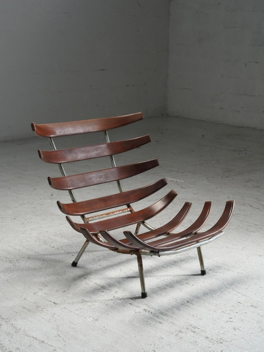 Rib Chair in Teak and Metal, Brazil, 1950's