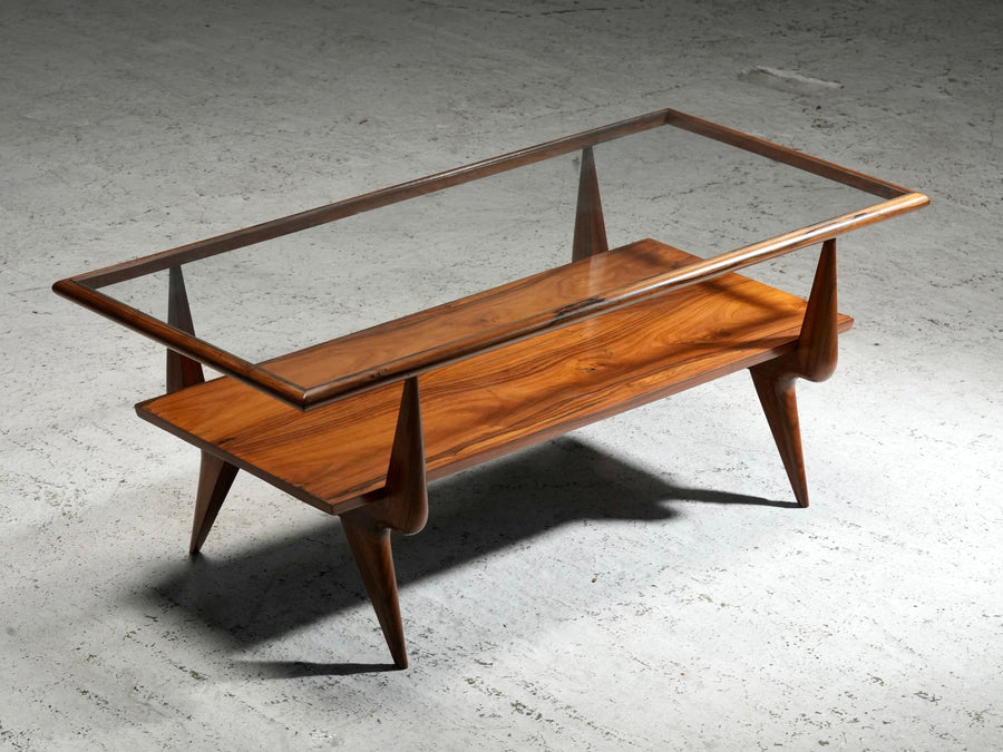 Coffee Table by Giuseppe Scapinelli in Teak and Glass, Brazil, 1950's