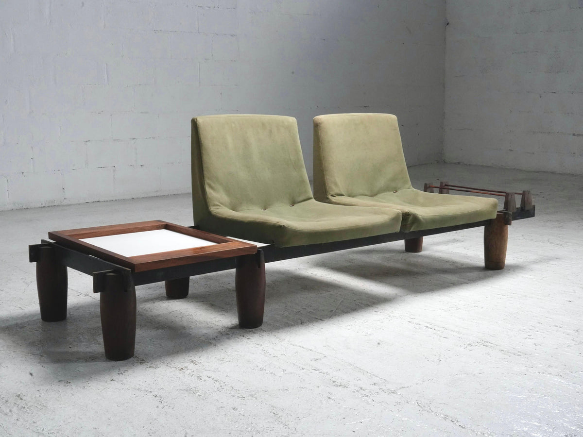 Modular Sofa by Jorge Zalszupin in Hardwood, Steel and Fabric, Brazil, 1960's