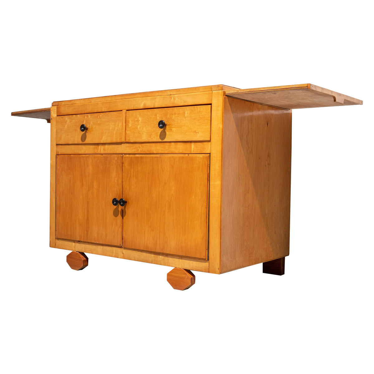 Small french two-door Cabinet with extractable side leafs in wood, 1970's