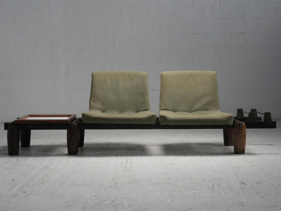 Modular Sofa by Jorge Zalszupin in Hardwood, Steel and Fabric, Brazil, 1960's