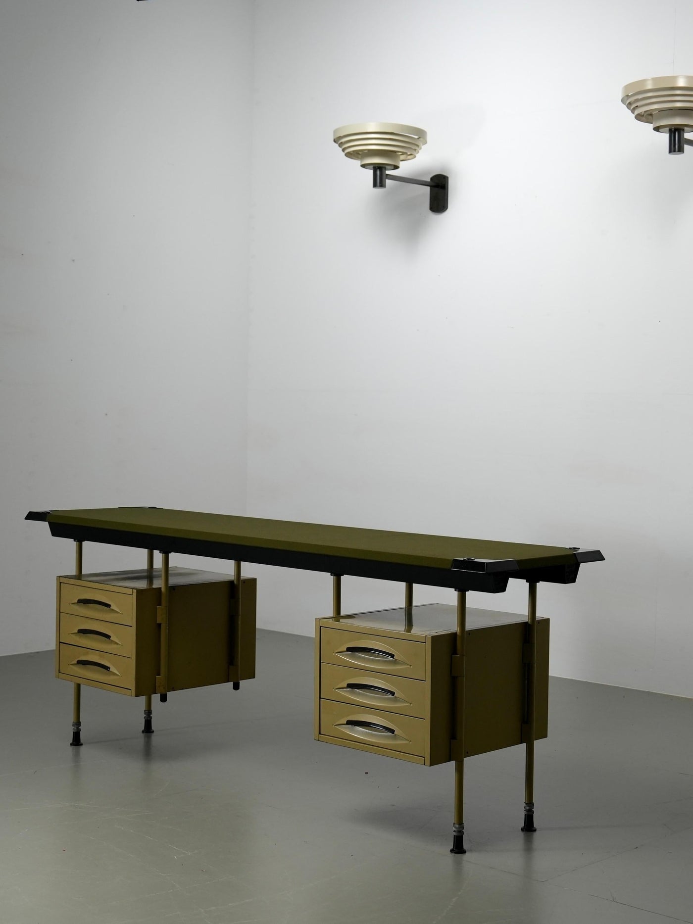 Studio BBPR for Olivetti "Spazio" Desk with an Olive Felt Top, Italy, 1960's