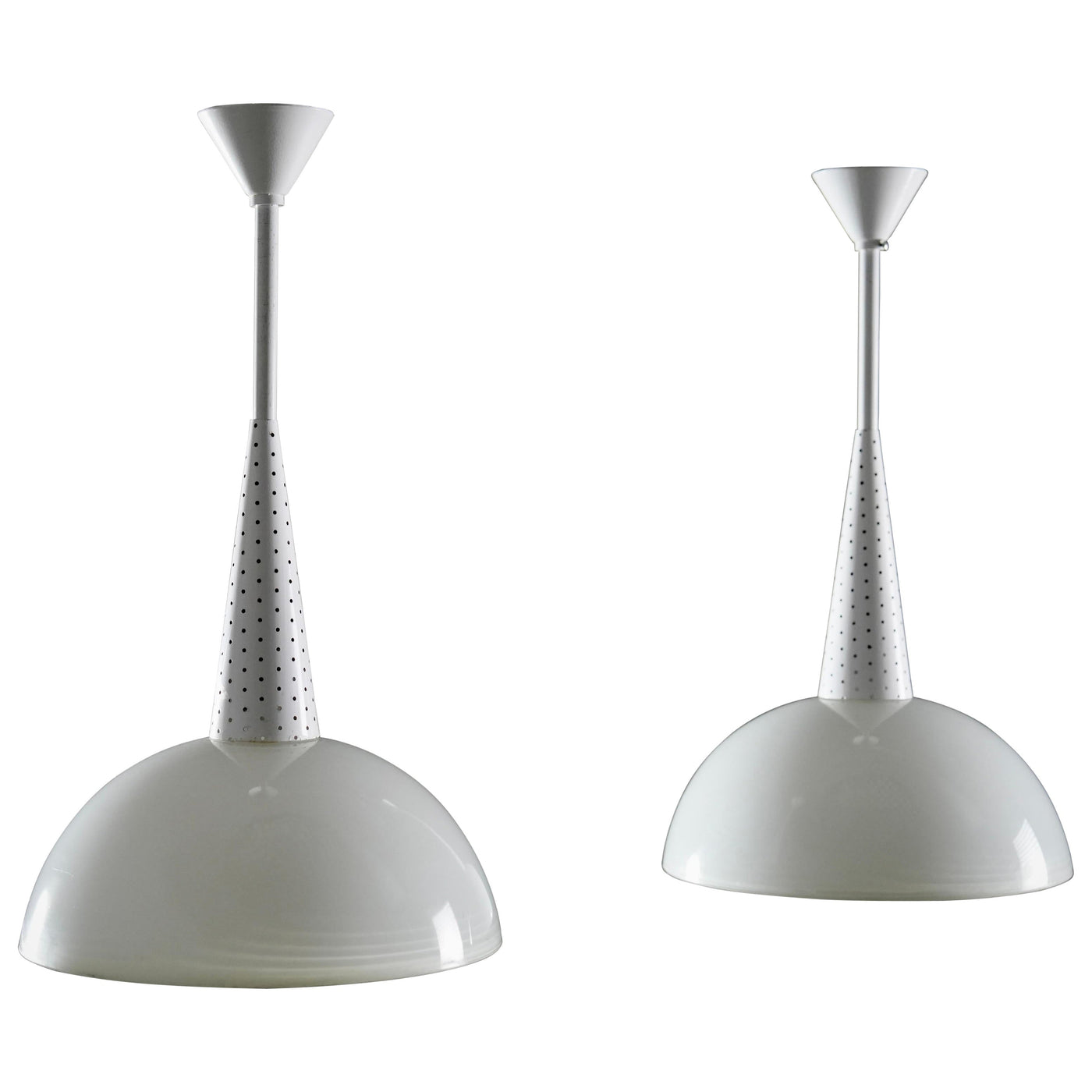 Set of 2 Mathieu Matégot for Holophane Ceiling Lamps in Metal and Glass, 1960's