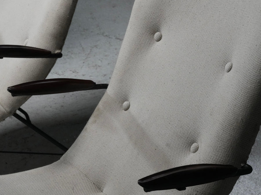 Set of 3 Lounge Chairs by Eisler and Hauner in Wood and Steel,  Brazil, 1960's