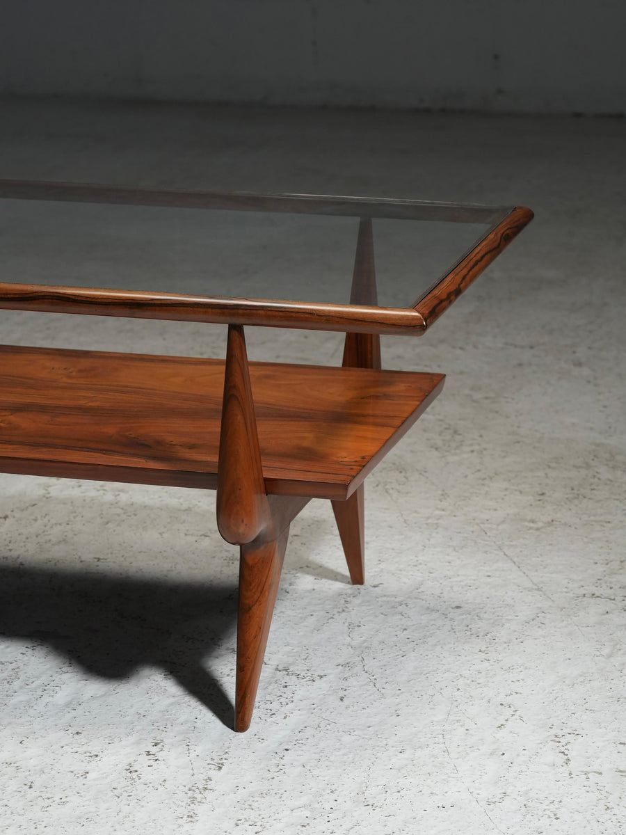 Coffee Table by Giuseppe Scapinelli in Teak and Glass, Brazil, 1950's
