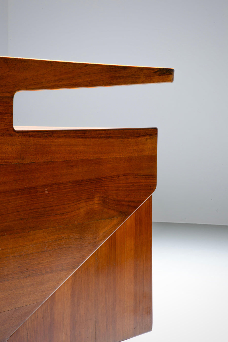 Writing Desk by Silvio Cavatorta in Solid Walnut and Glass, Italy, 1950's