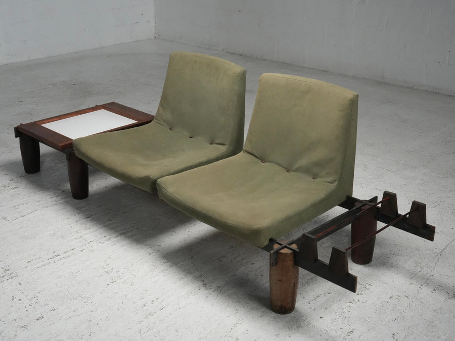 Modular Sofa by Jorge Zalszupin in Hardwood, Steel and Fabric, Brazil, 1960's