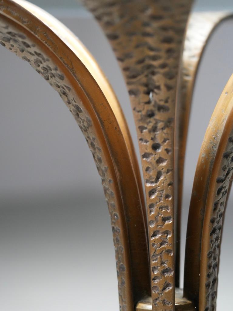 Luciano Frigerio Dining Table in hammered Brass and Glass, Italy, 1960's