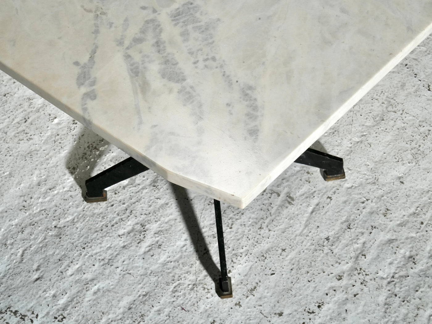 Set of Two Side Tables in Marble, Metal and Brass, Brazil, 1950's