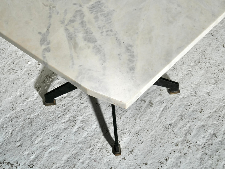 Set of Two Side Tables in Marble, Metal and Brass, Brazil, 1950's