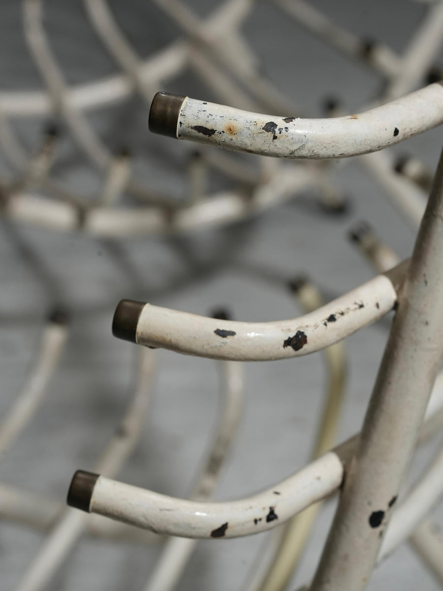 Set of Two White Rib Chairs in Metal and Brass, Brazil, 1950's