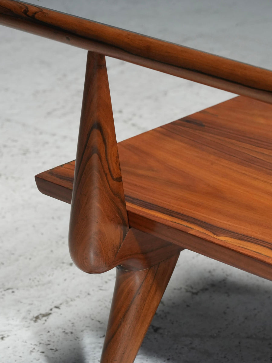 Coffee Table by Giuseppe Scapinelli in Teak and Glass, Brazil, 1950's