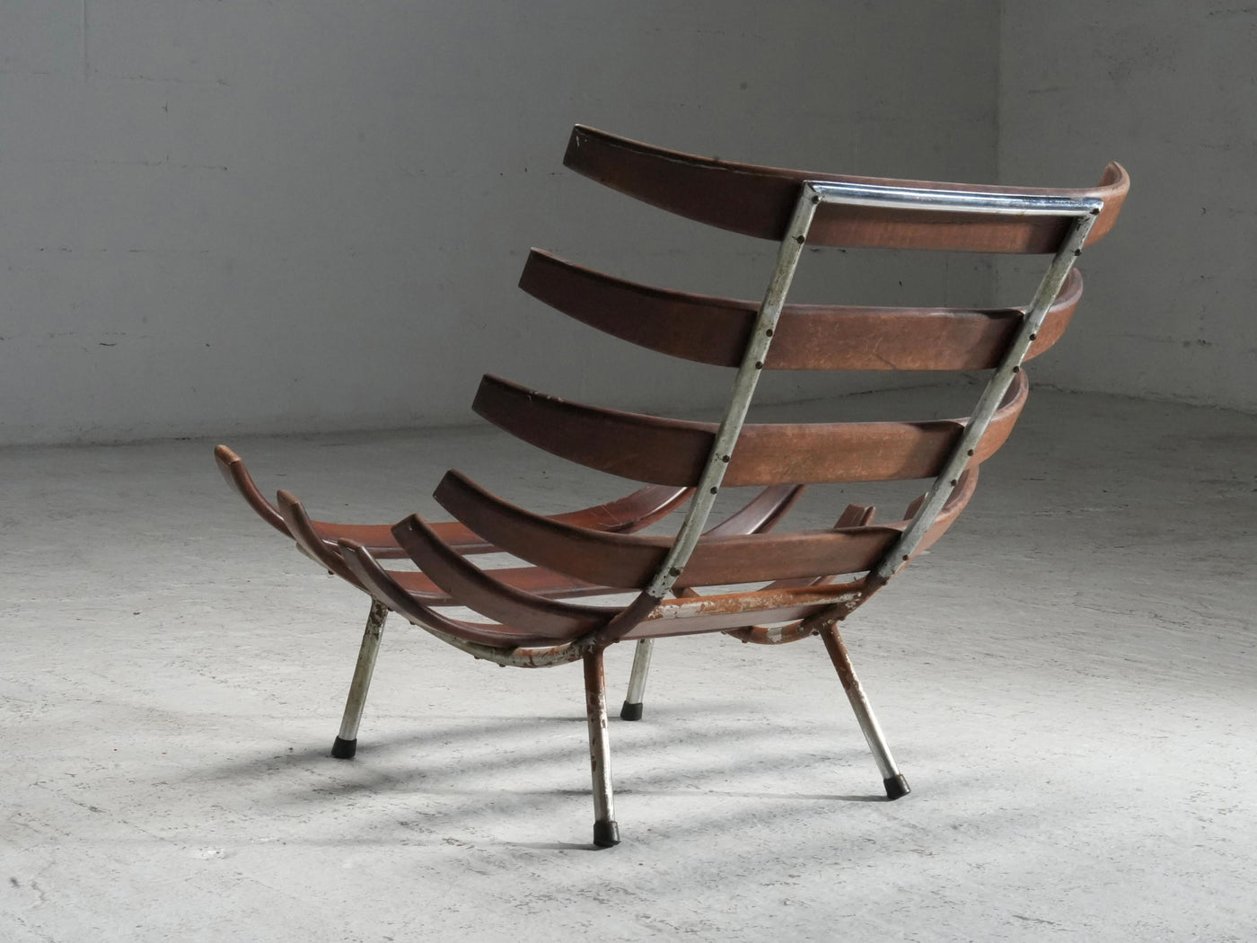 Rib Chair in Teak and Metal, Brazil, 1950's