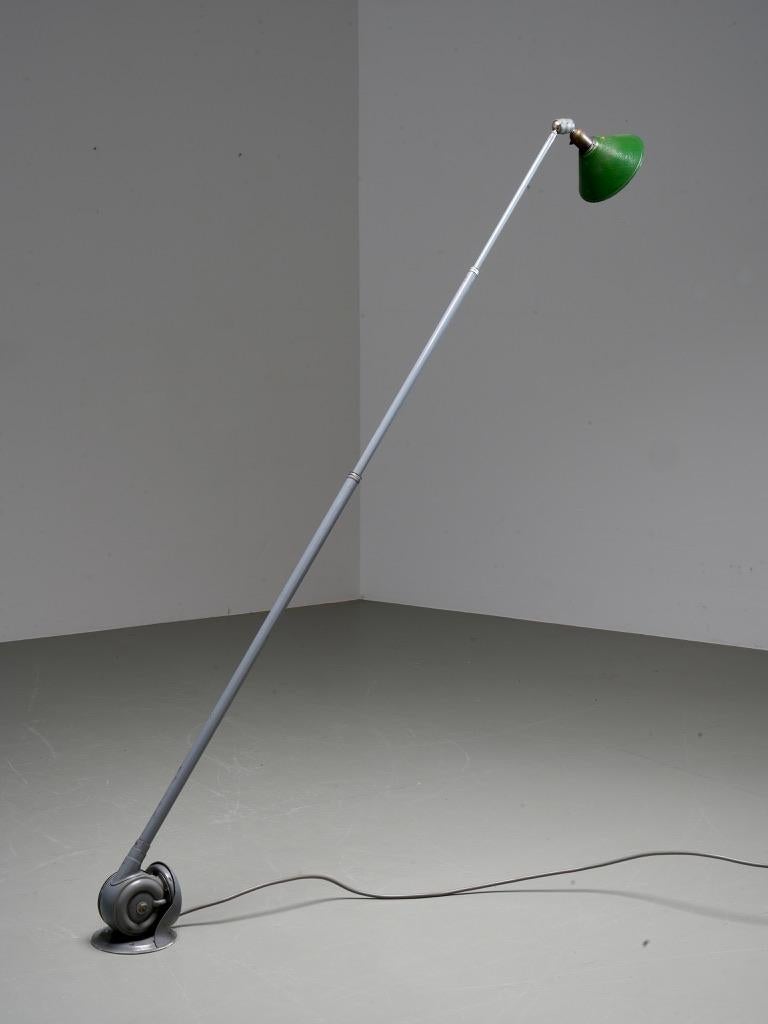 Old Version Johan Petterson Triplex Lamp with Green Shade, Sweden, 1930's