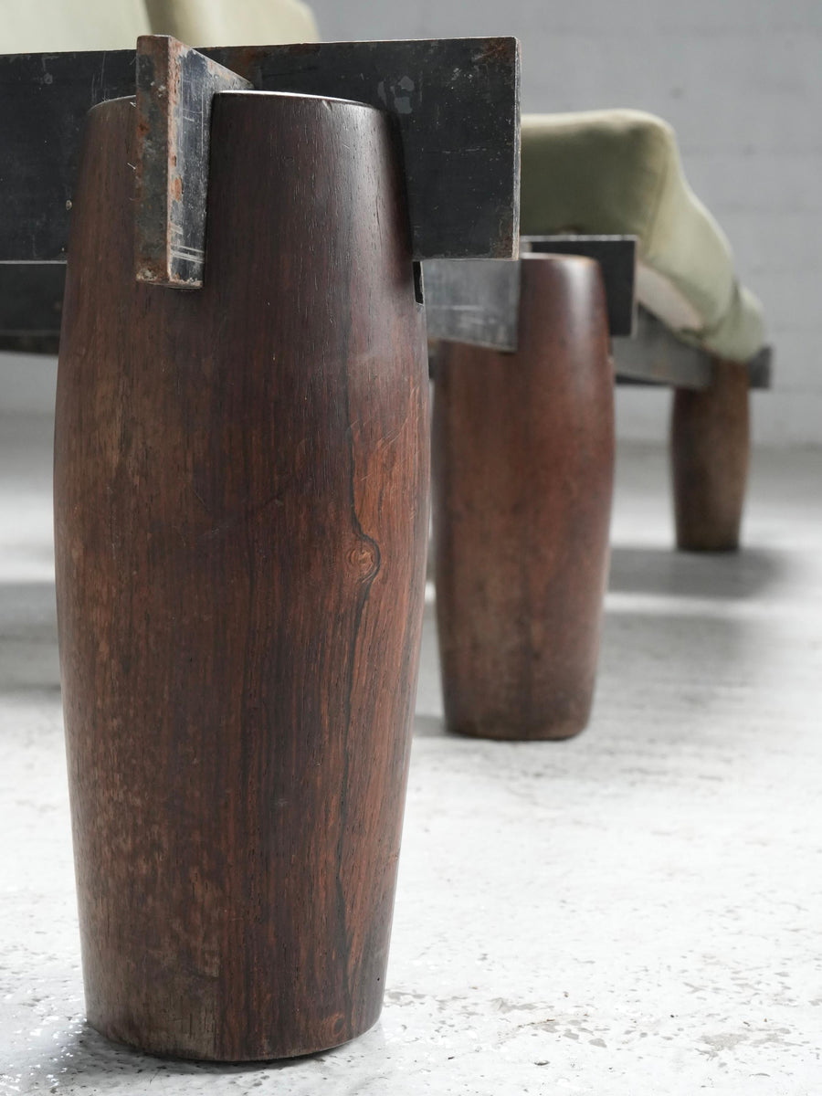 Modular Sofa by Jorge Zalszupin in Hardwood, Steel and Fabric, Brazil, 1960's