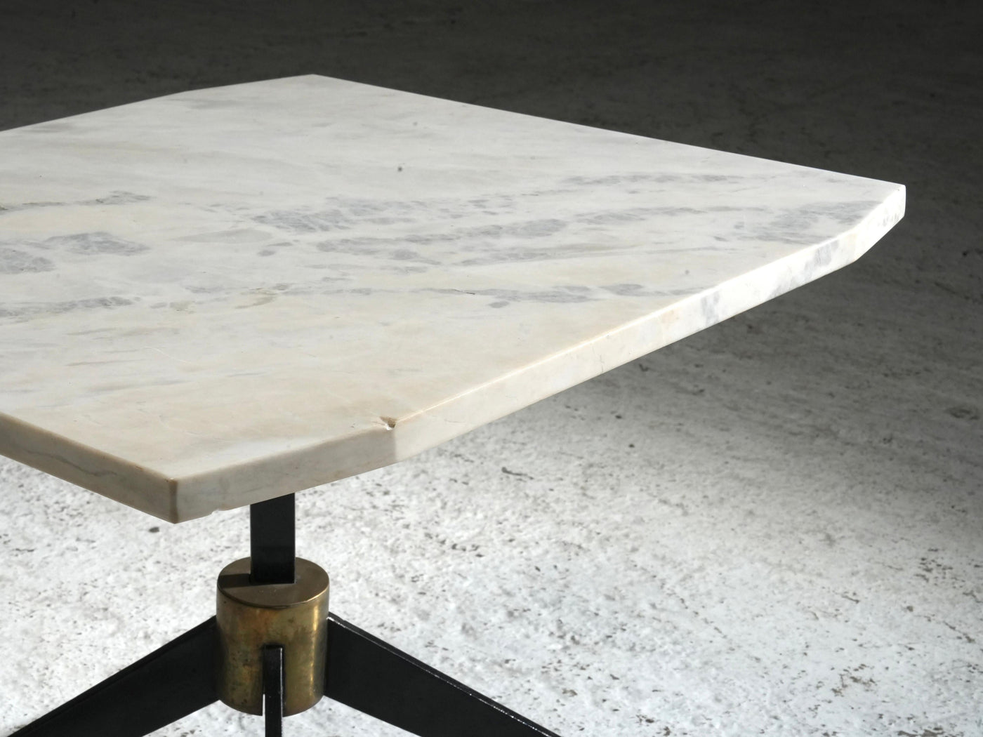 Set of Two Side Tables in Marble, Metal and Brass, Brazil, 1950's