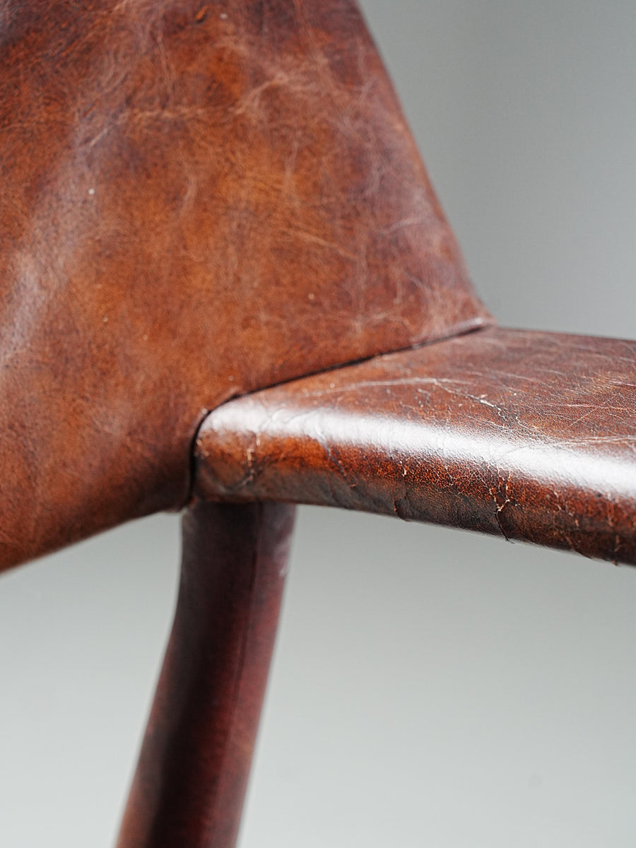 Armchair in Leather and Teak by Larsen and Bender for Willy Beck, Denmark, 1950