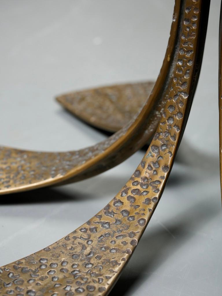 Luciano Frigerio Dining Table in hammered Brass and Glass, Italy, 1960's