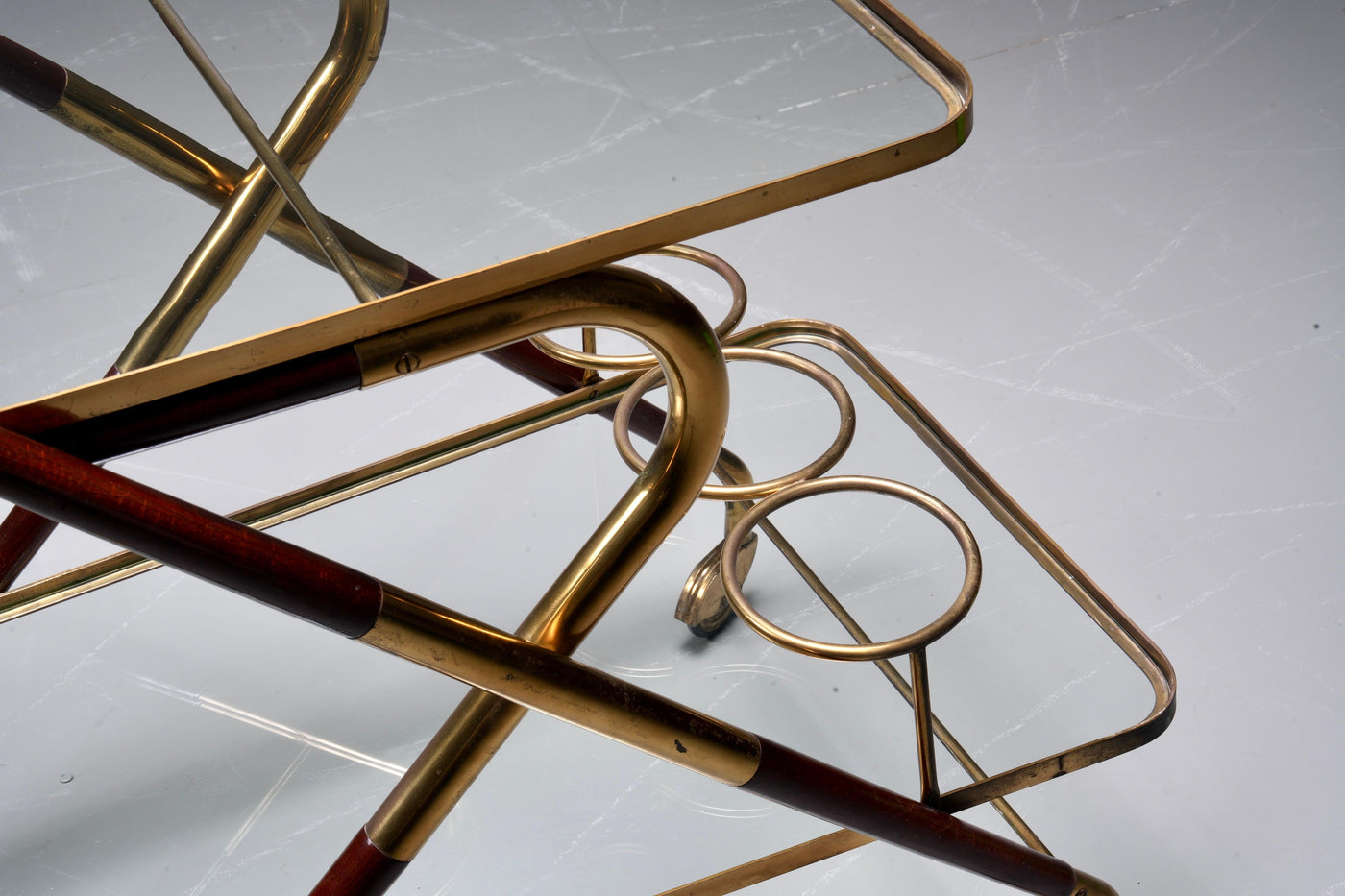 Grappa Trolley by Cesare Lacca in Glass, Brass and Metal. Italy, 1950’s