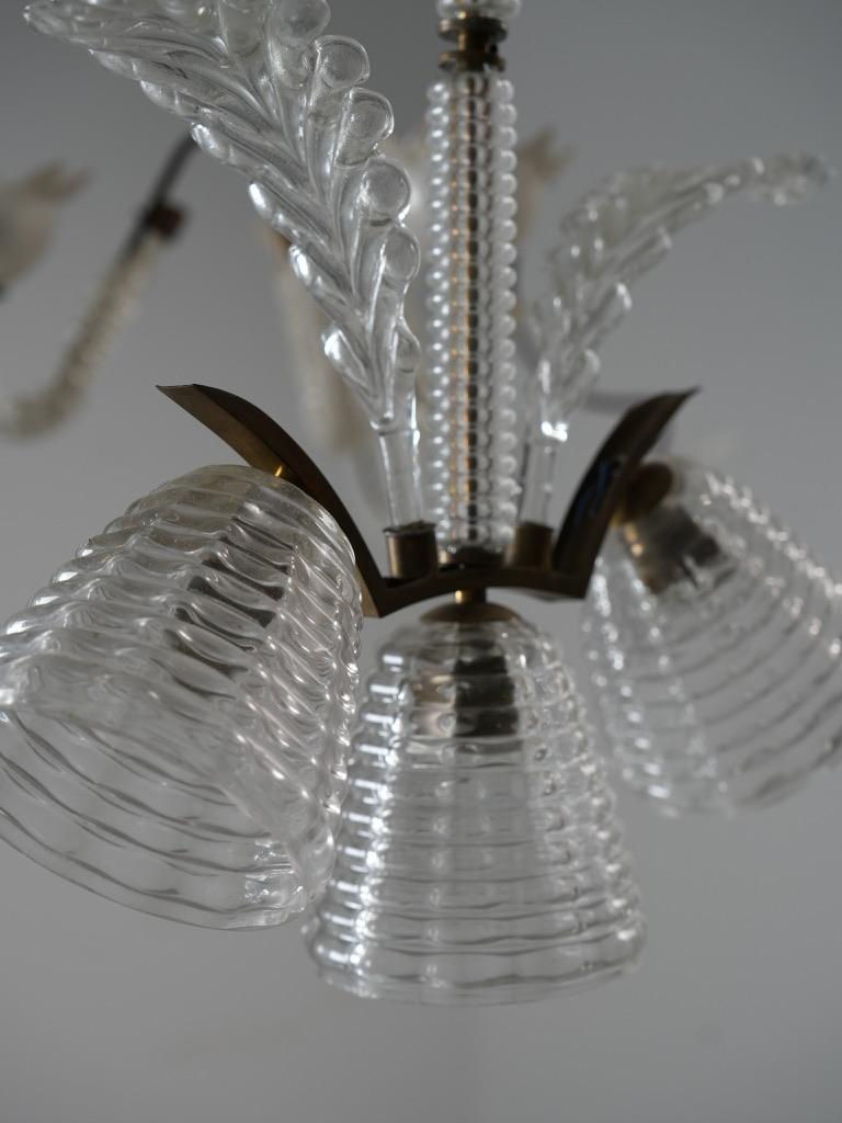 Set of 6 Pendants in Glass and Brass, Italy, 1940’s