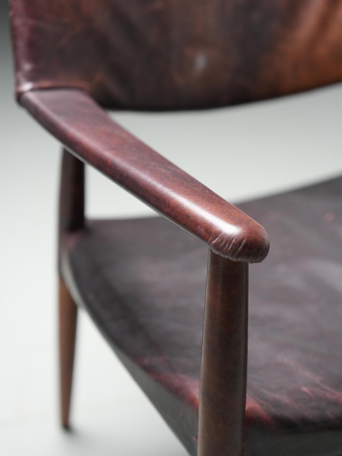 Armchair in Leather and Teak by Larsen and Bender for Willy Beck, Denmark, 1950