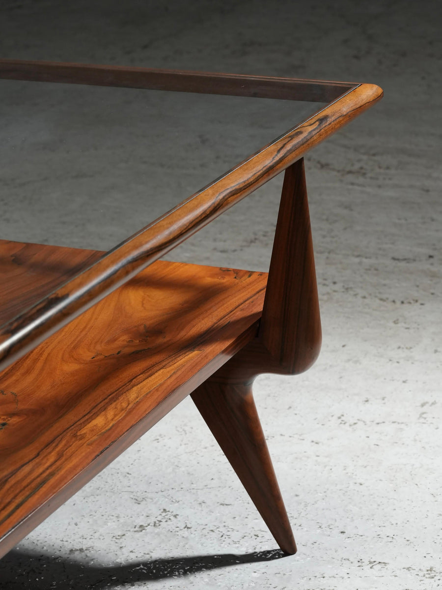 Coffee Table by Giuseppe Scapinelli in Teak and Glass, Brazil, 1950's