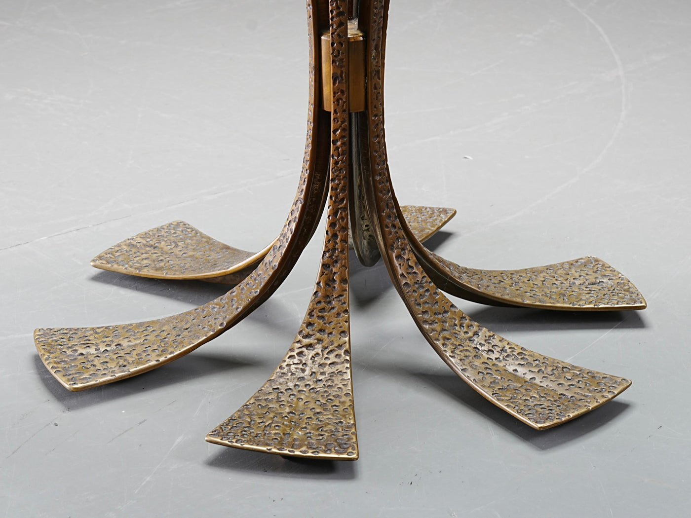 Luciano Frigerio Dining Table in hammered Brass and Glass, Italy, 1960's