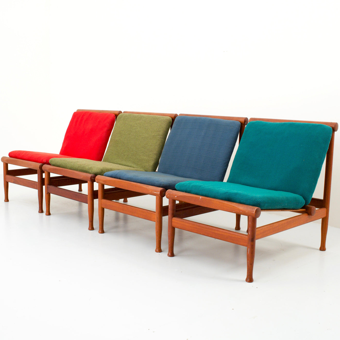Set of Four '501' Lounge Chairs by Kai Lyngfeld Larsen in Teak, Denmark, 1950s