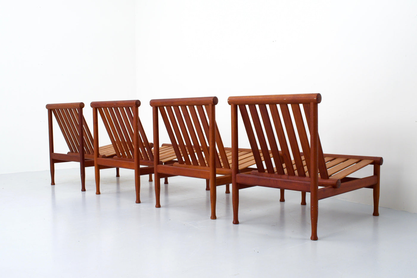 Set of Four '501' Lounge Chairs by Kai Lyngfeld Larsen in Teak, Denmark, 1950s