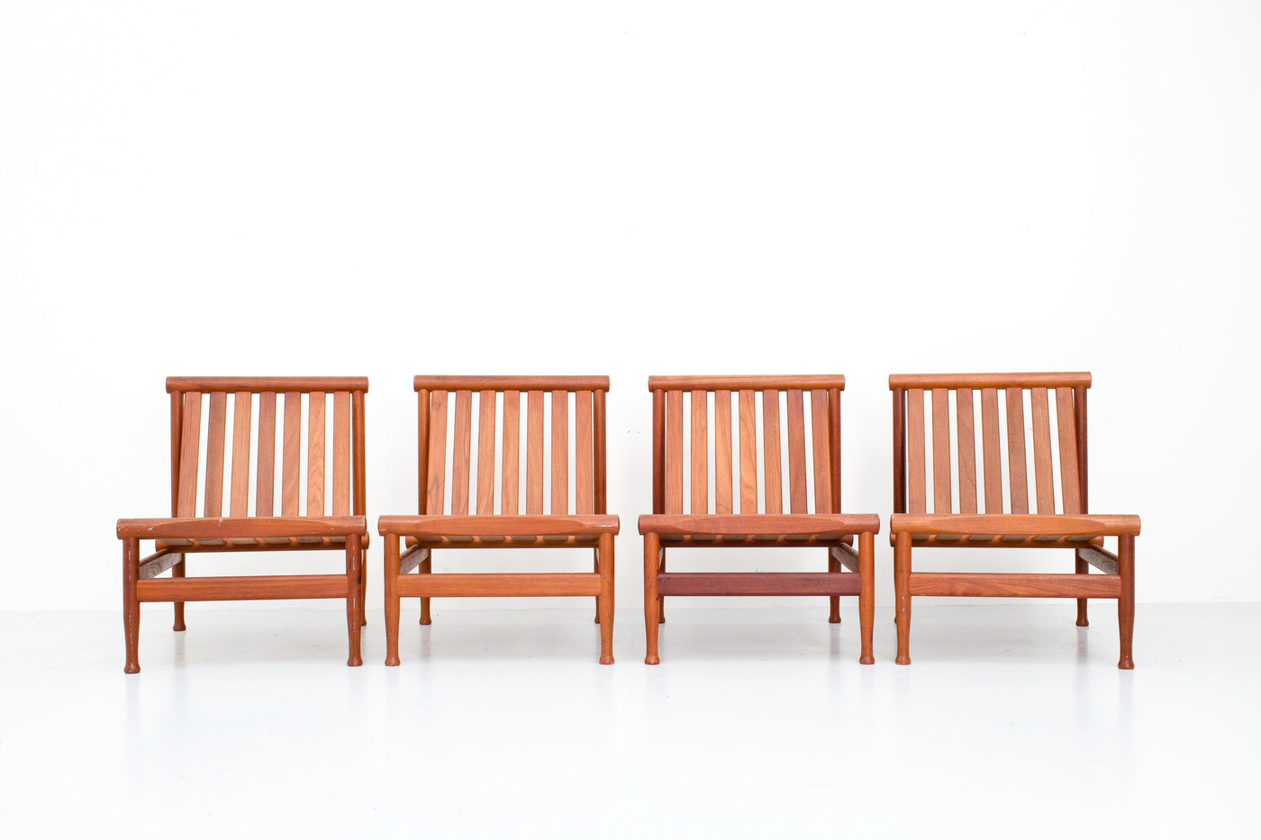 Set of Four '501' Lounge Chairs by Kai Lyngfeld Larsen in Teak, Denmark, 1950s