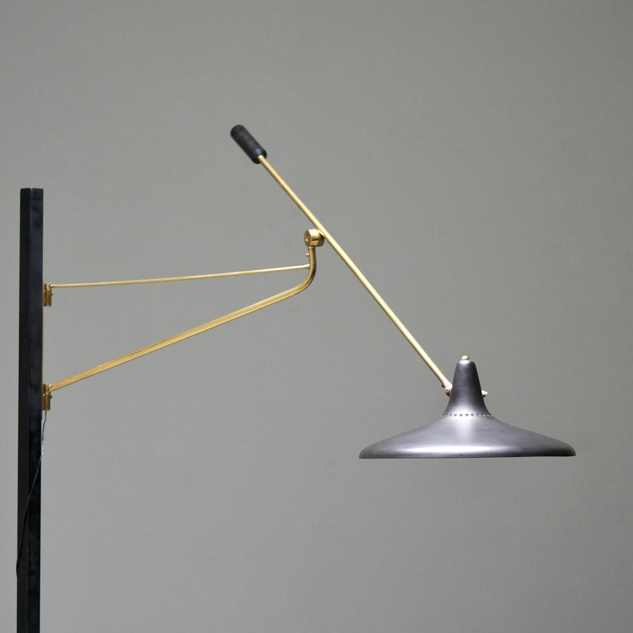 Stilnovo No 3030 Wall Light in Brass and black Metal, Italy, 1950's