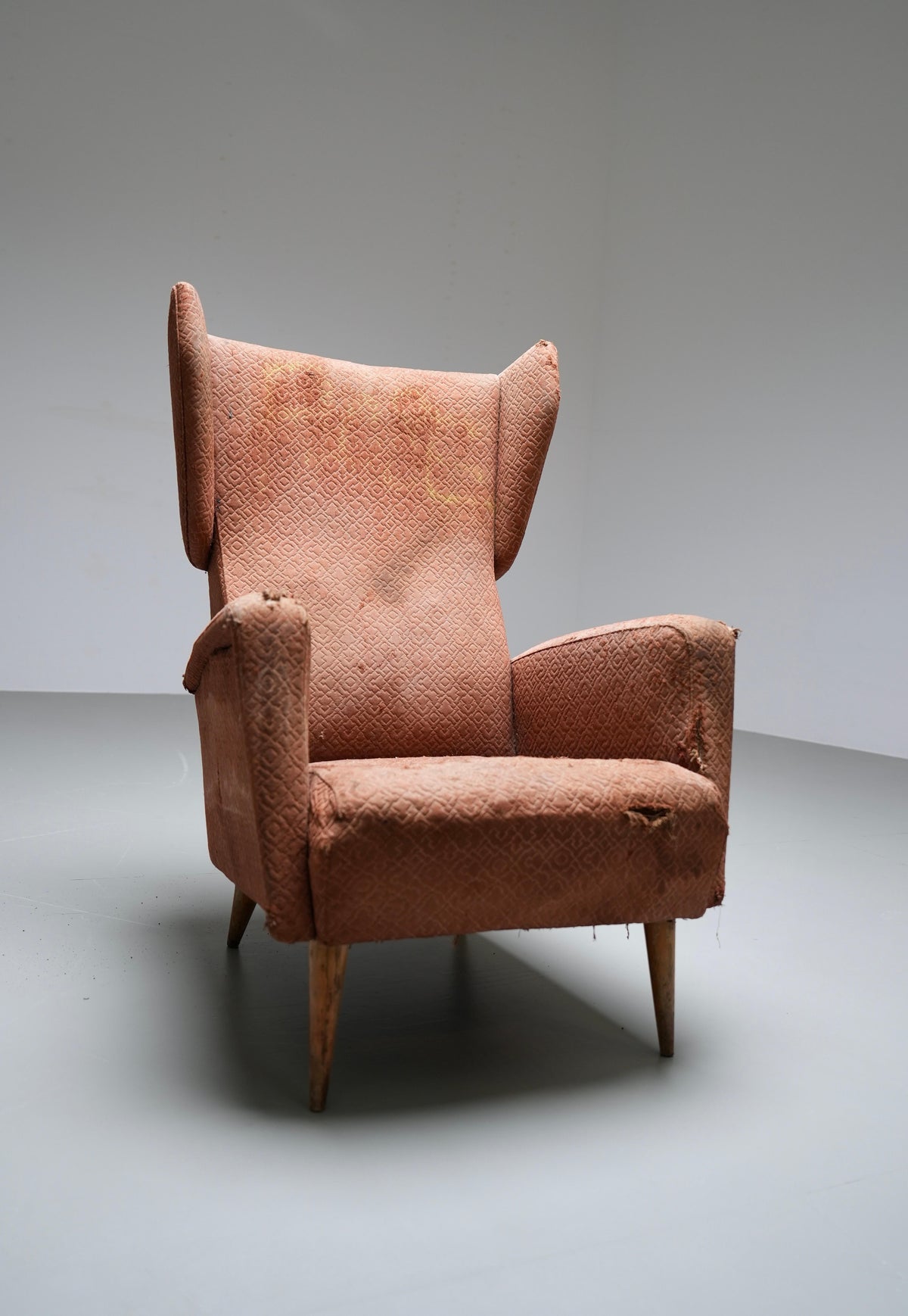 Gio Ponti Armchair 820 for Hotel Royal Napoli in Wood and Fabric, Italy, 1953