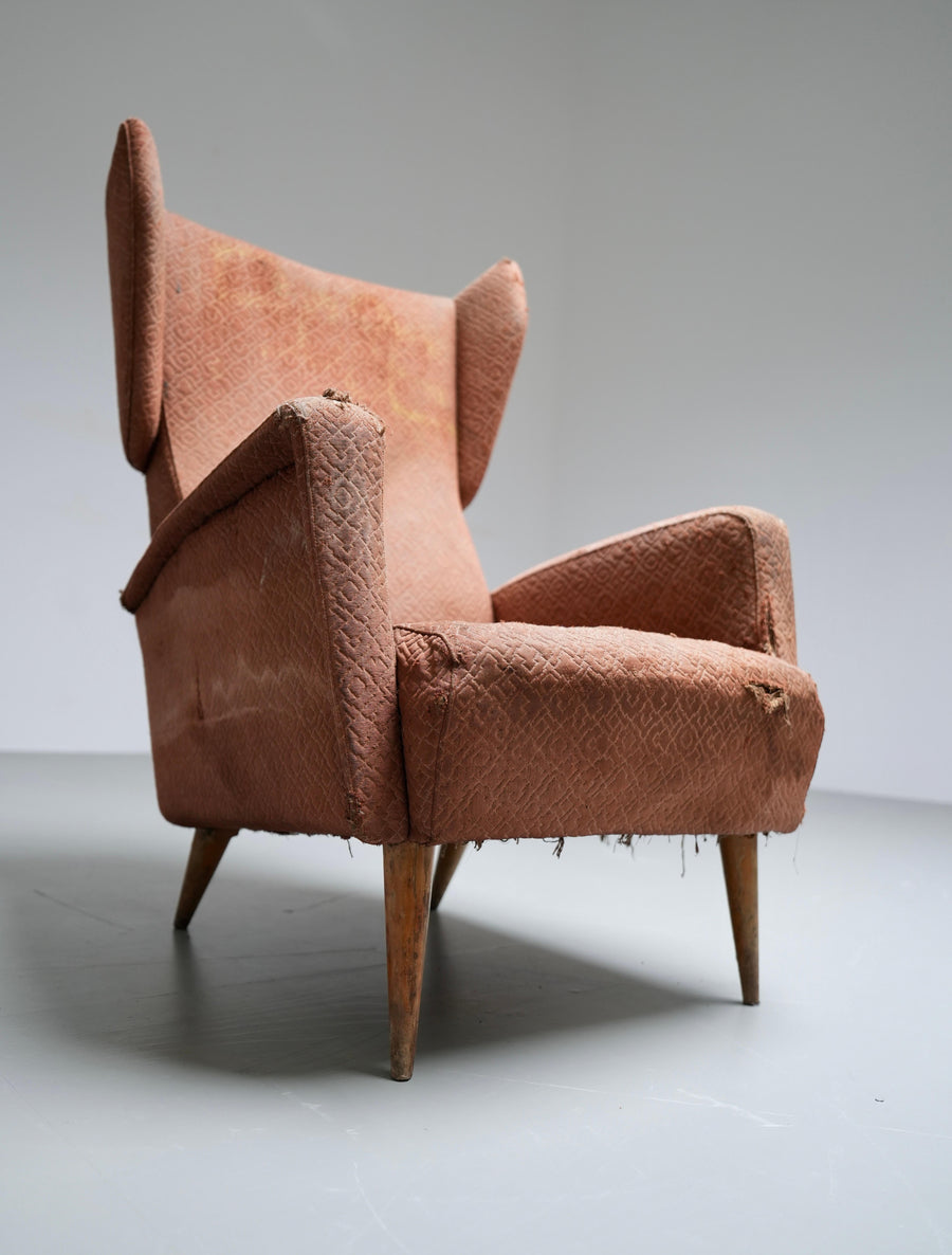 Gio Ponti Armchair 820 for Hotel Royal Napoli in Wood and Fabric, Italy, 1953