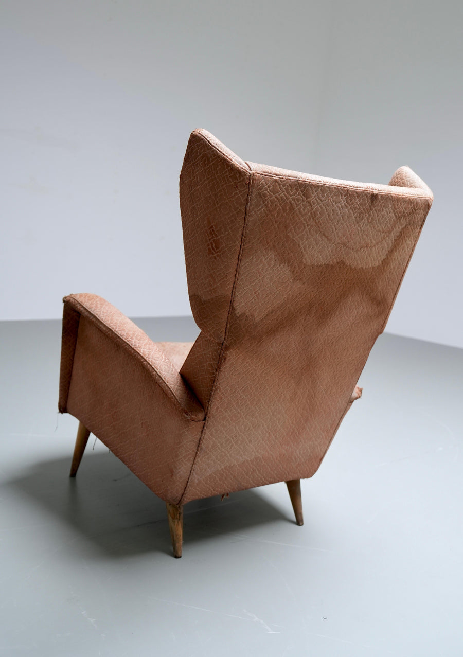 Gio Ponti Armchair 820 for Hotel Royal Napoli in Wood and Fabric, Italy, 1953