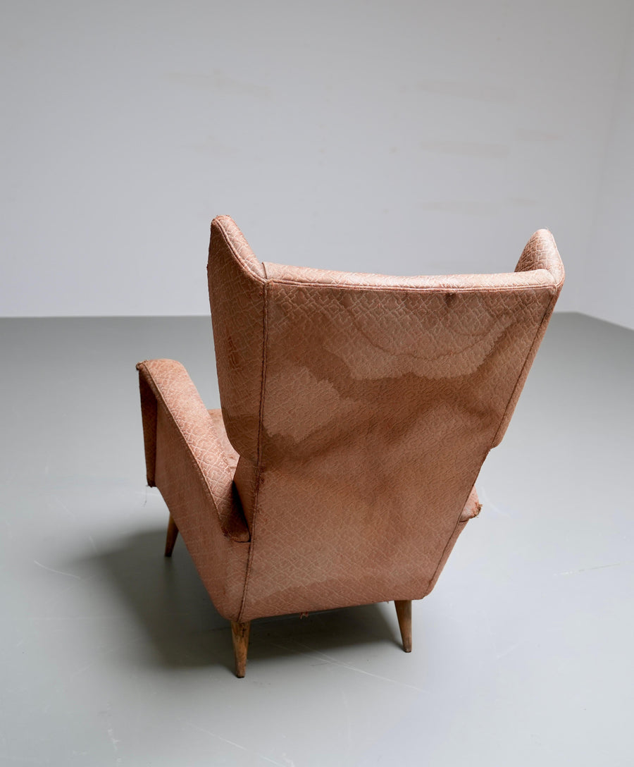 Gio Ponti Armchair 820 for Hotel Royal Napoli in Wood and Fabric, Italy, 1953