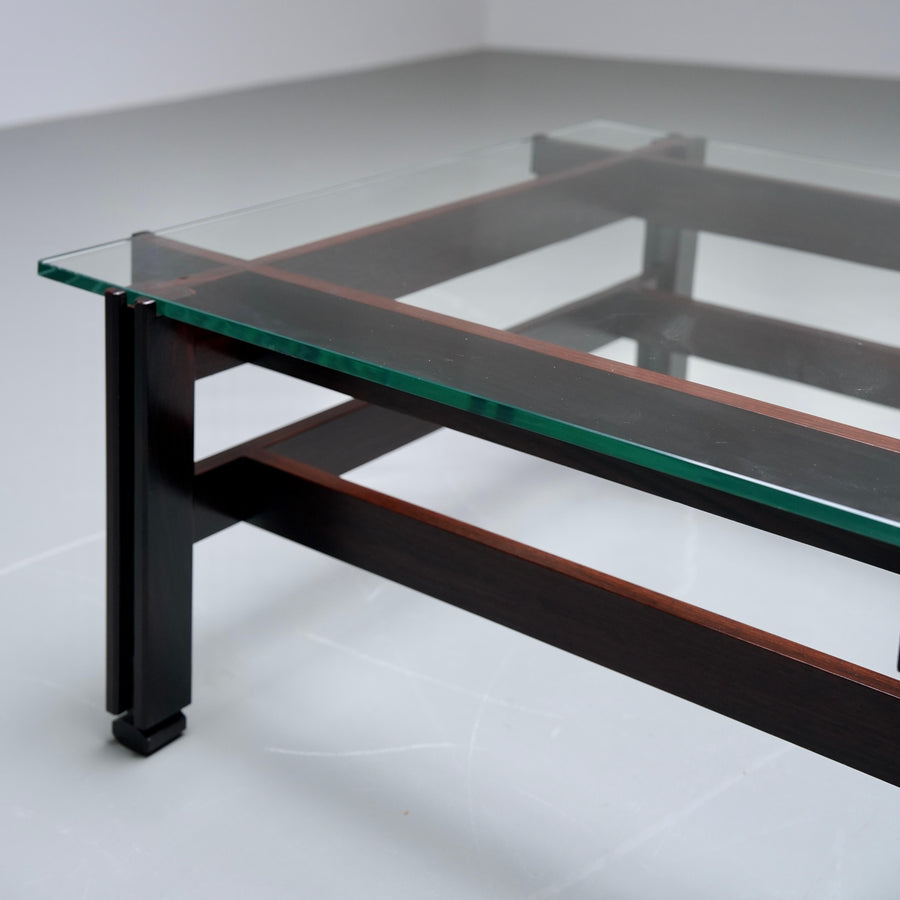 Ico Parisi Coffee Table in Glass and Wood for Cassina, Italy, 1962