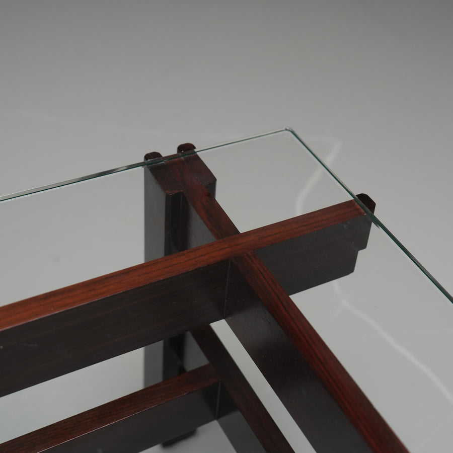 Ico Parisi Coffee Table in Glass and Wood for Cassina, Italy, 1962