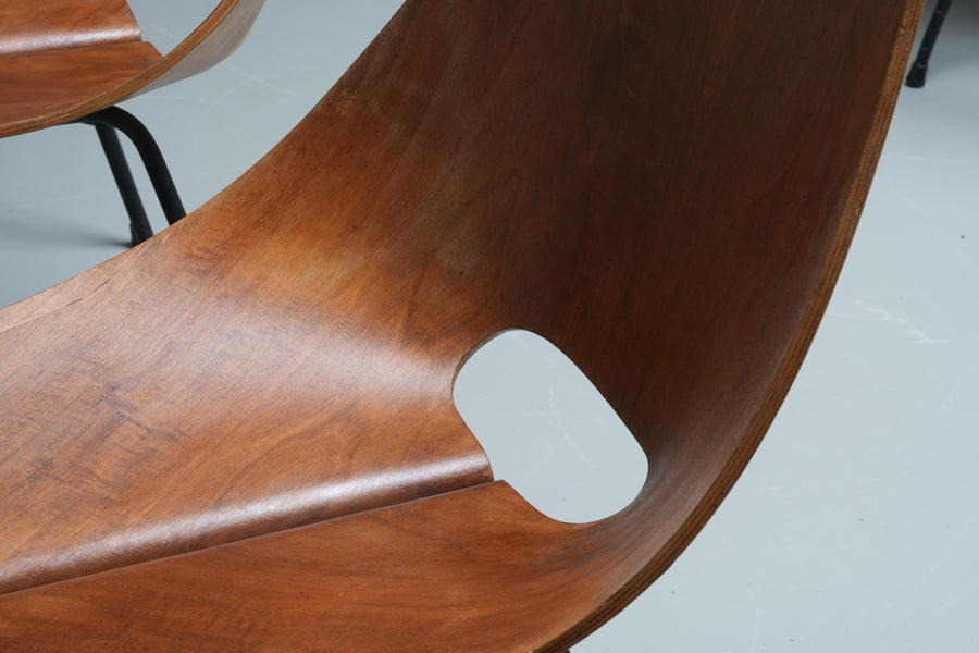 Set of 6 Dining Room Chairs by Carlo Ratti in Plywood and Metal, Italy, 1954
