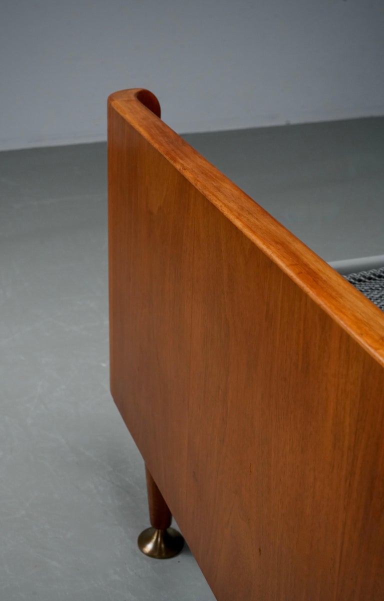 Northern European modern Double Bed with integrated floating Nightstands, 1950's
