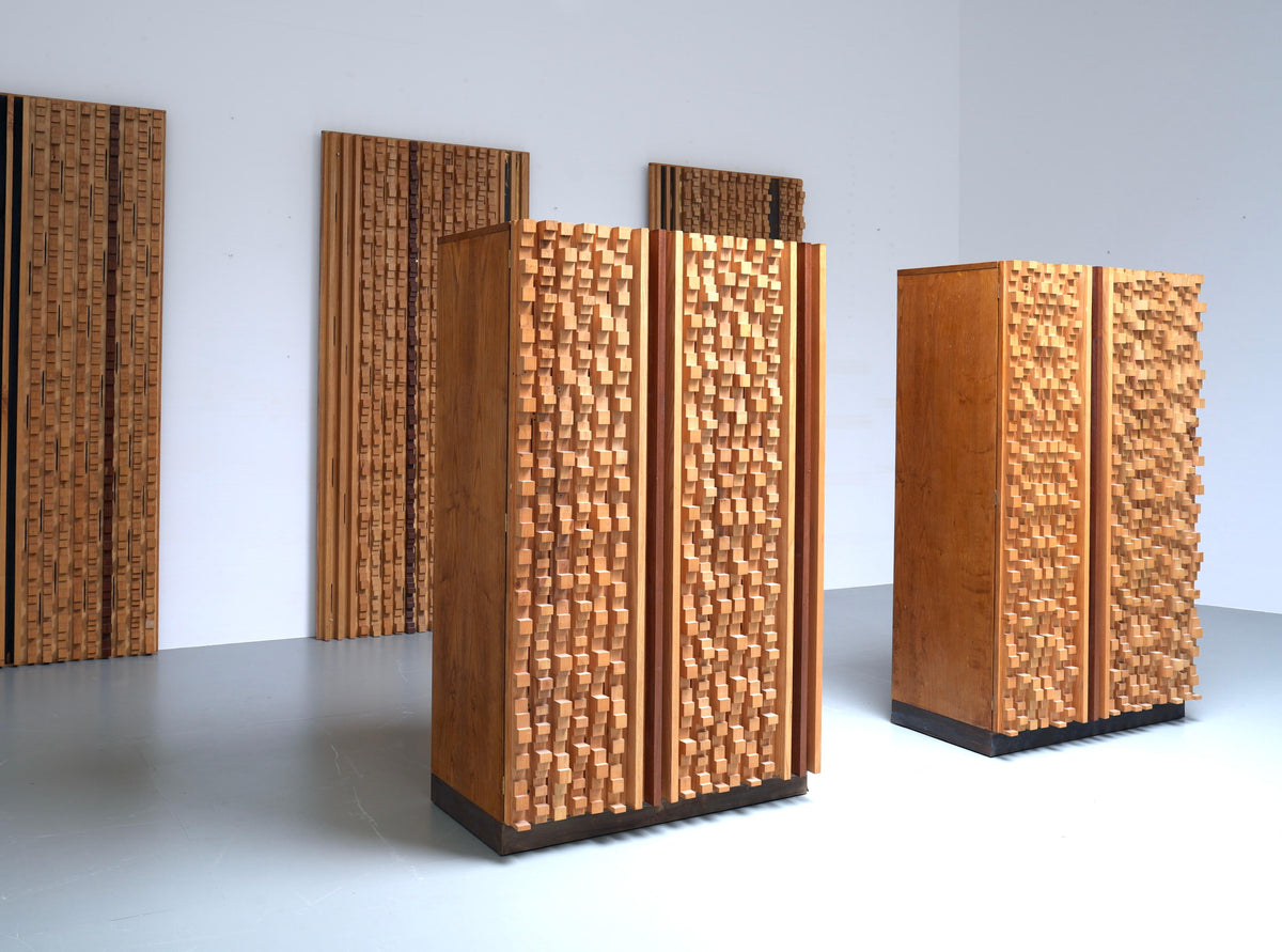 Set of 2 Cabinets in Beech and Ash by Stefano d'Amico, Italy, 1974