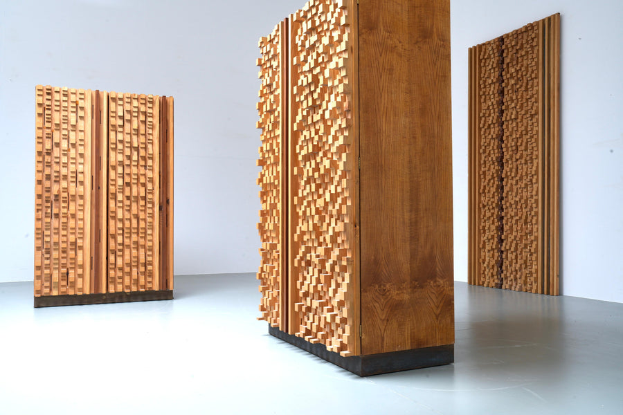 Set of 2 Cabinets in Beech and Ash by Stefano d'Amico, Italy, 1974