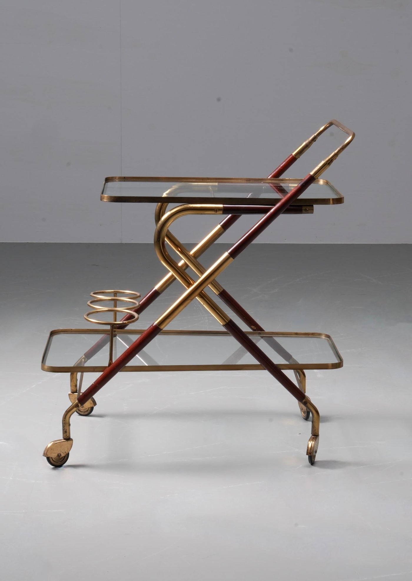 Grappa Trolley by Cesare Lacca in Glass, Brass and Metal. Italy, 1950’s