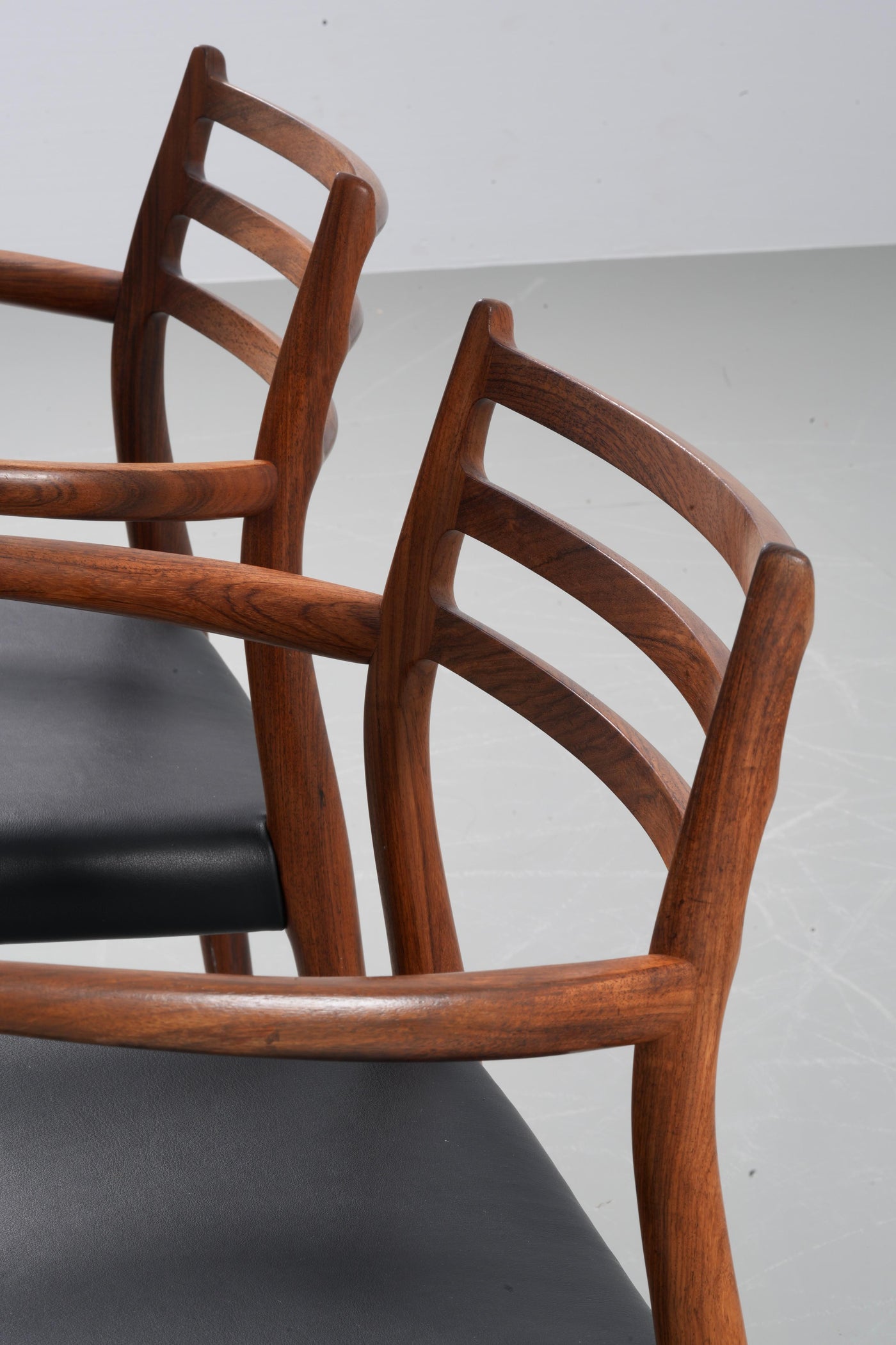 Niels Otto Mølller set of two Chair 62 in Rosewood and Leather, Denmark, 1960's