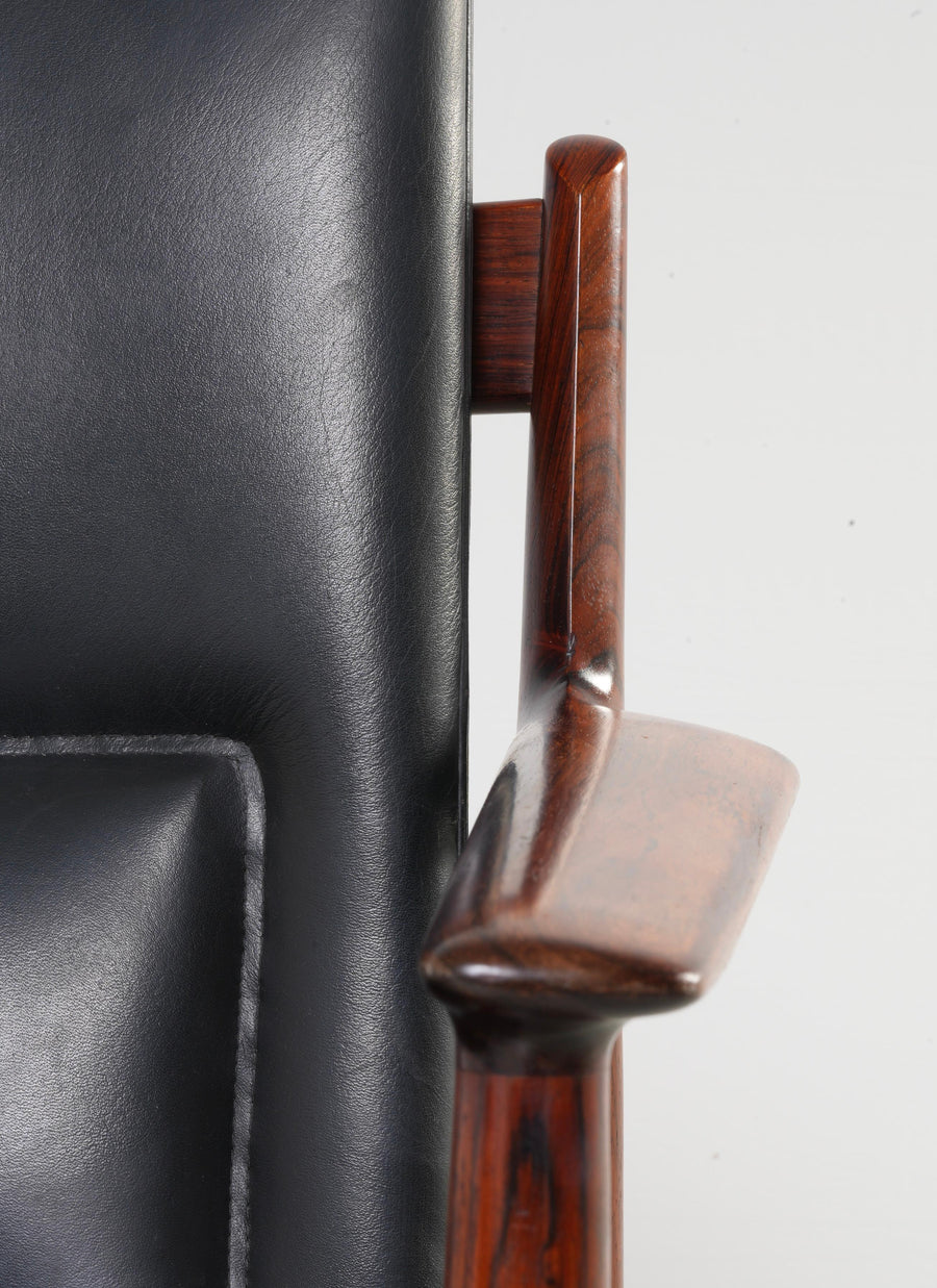 Arne Vodder set of 3 Armchairs in Rosewood and Leather mod. 431, Denmark, 1960's