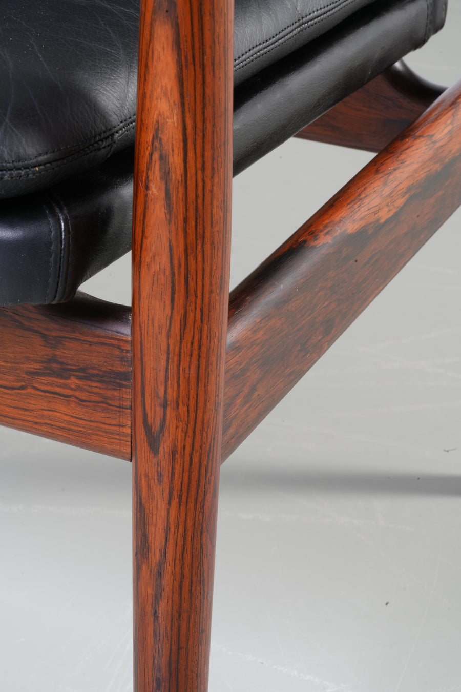 Arne Vodder set of 3 Armchairs in Rosewood and Leather mod. 431, Denmark, 1960's