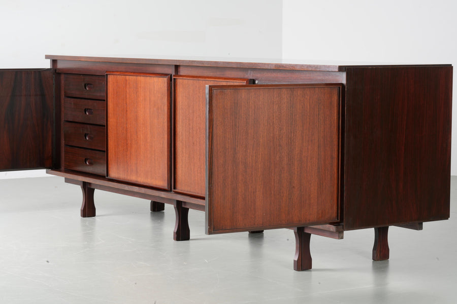 Large 4-door Credenza in Oak and Teak, Italy, 1960's