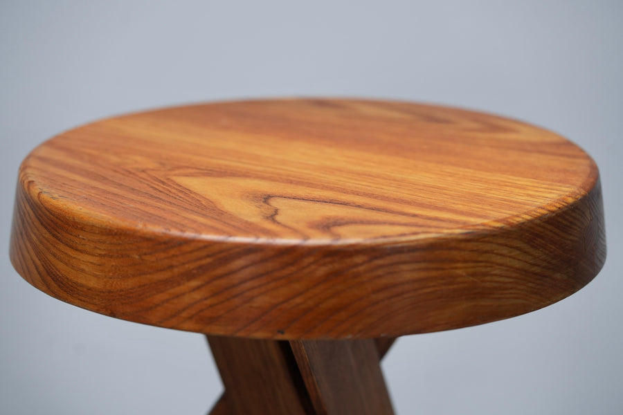 Stool S13A old version by Pierre Chapo in Elm, France, 1970's
